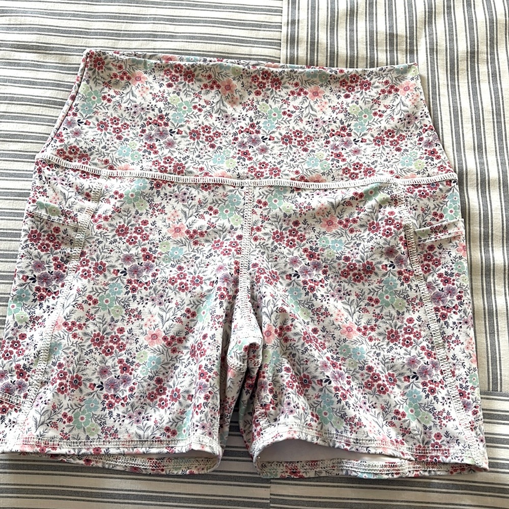 High Waisted Floral Bike Shorts